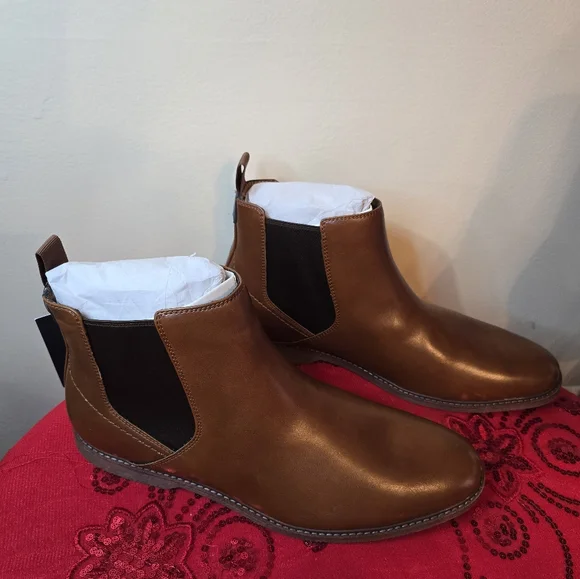 Tommy Hilfiger Men's Risten Double Gore Chelsea light natural brown size 12 - Picture 2 of 5